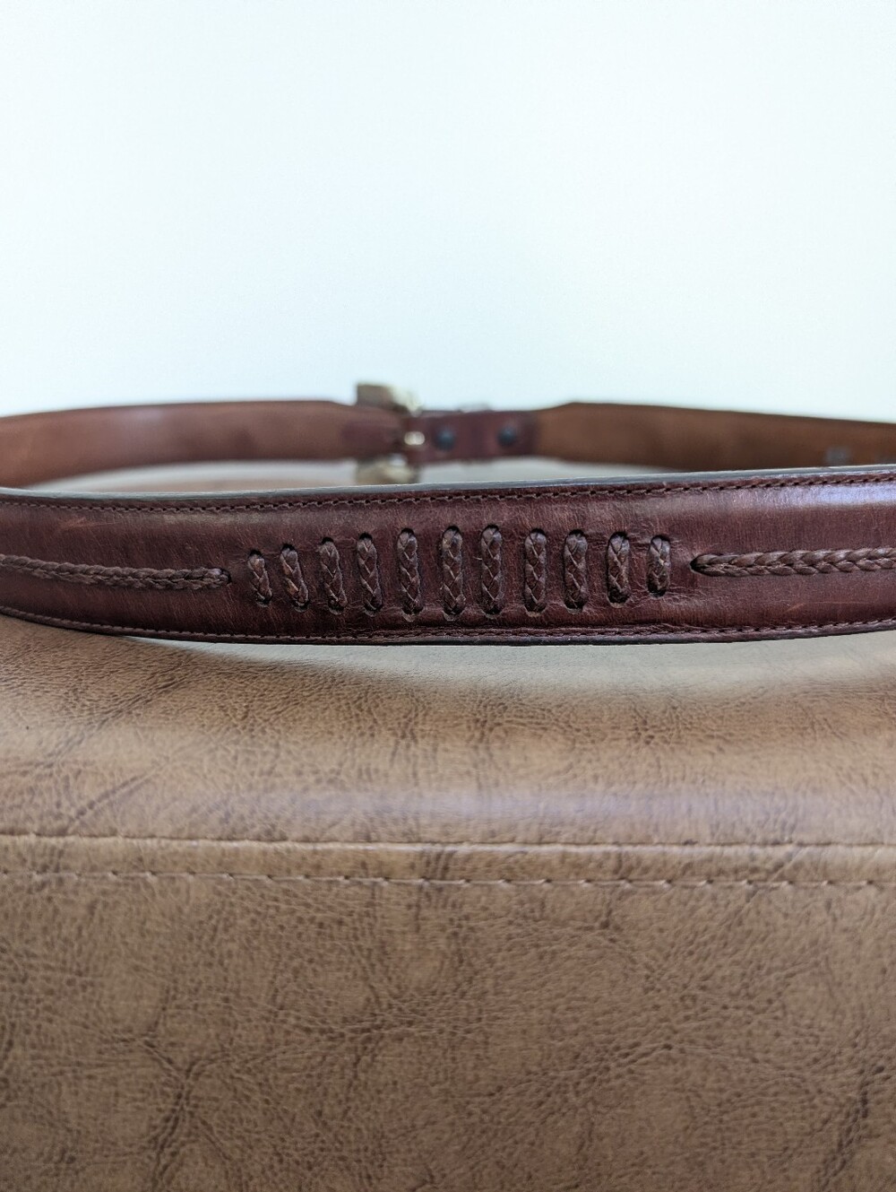 Brighton Onyx silver and brown western style belt 42 - Picture 4 of 7